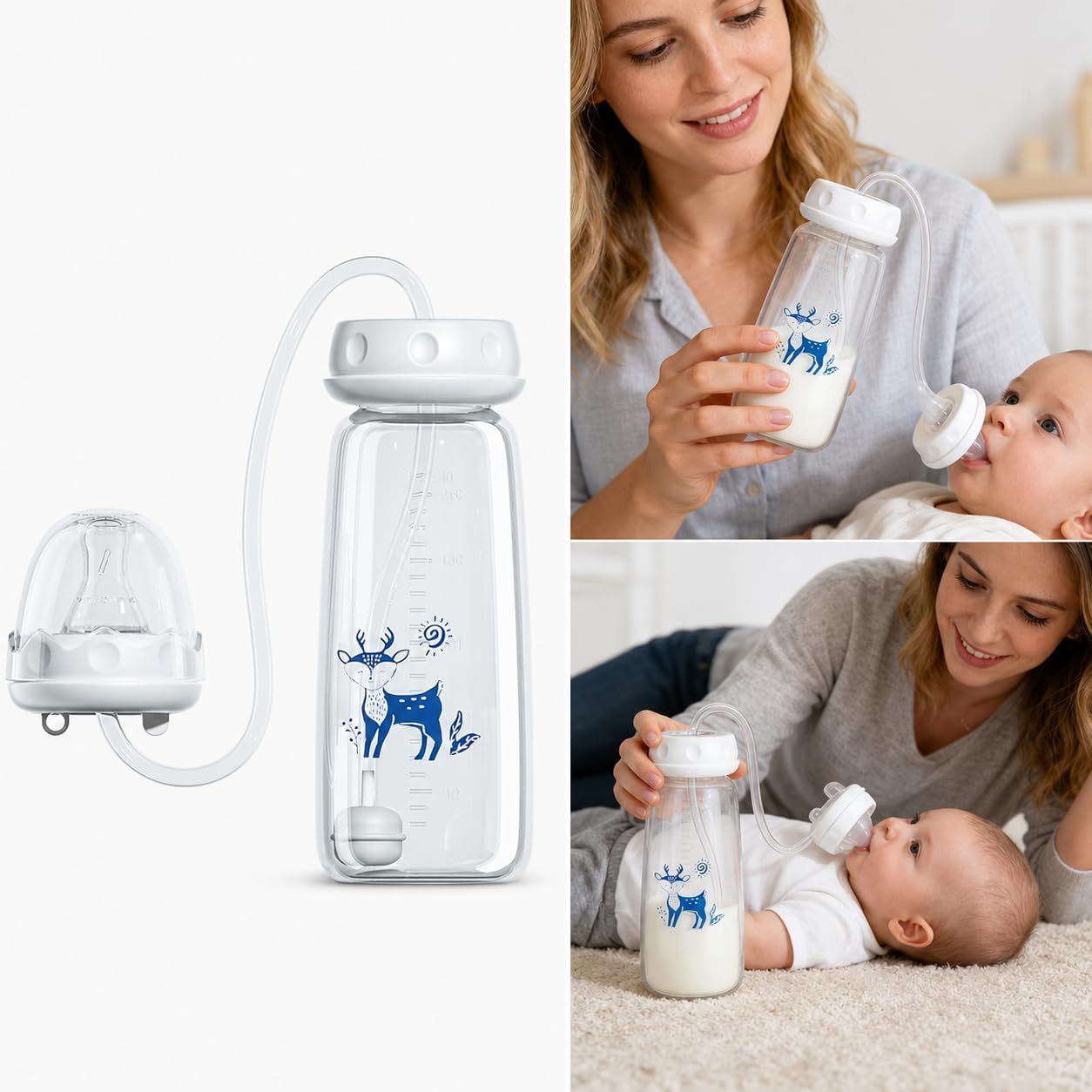 Baby Feeding Bottle with Weighted Straw