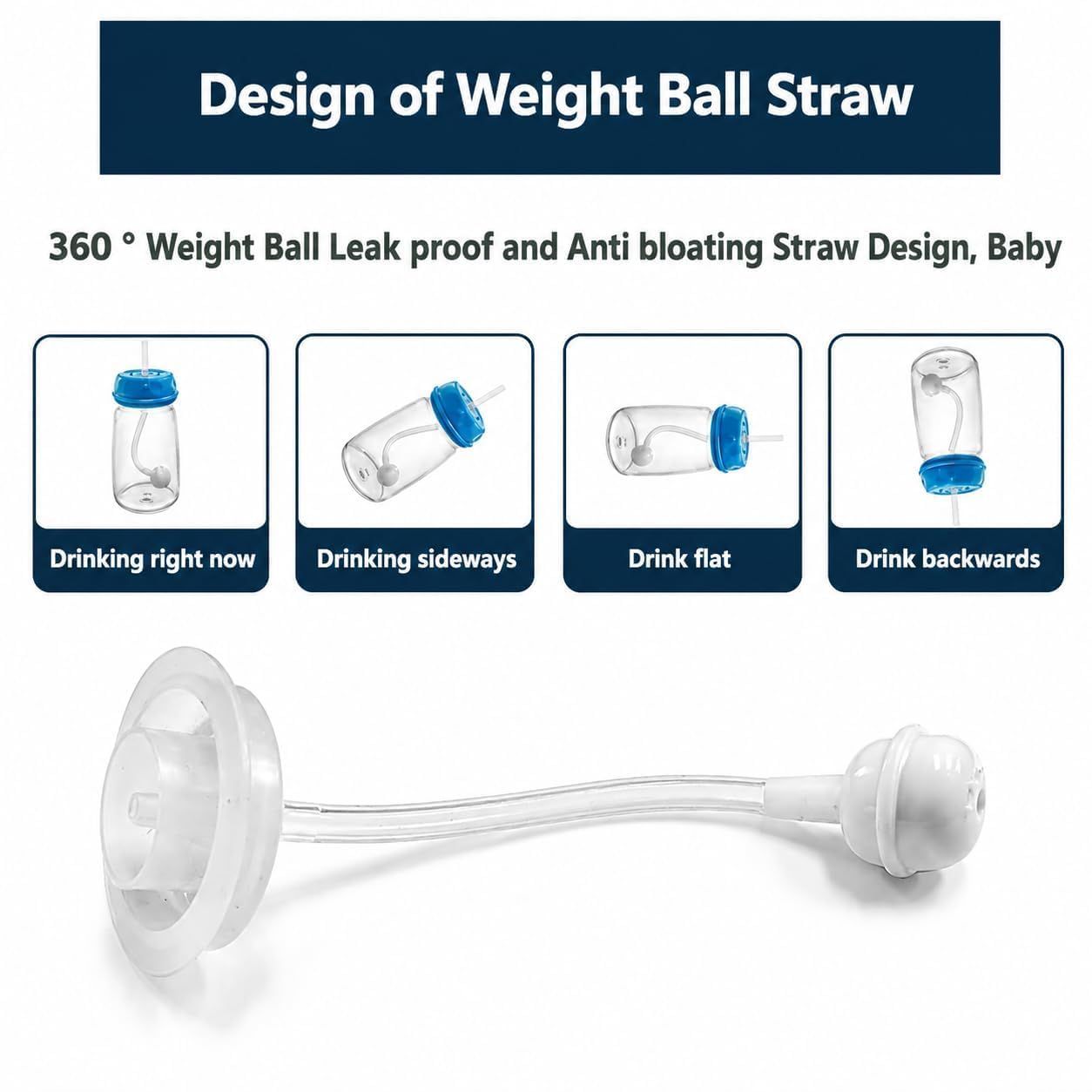 Baby Feeding Bottle with Weighted Straw