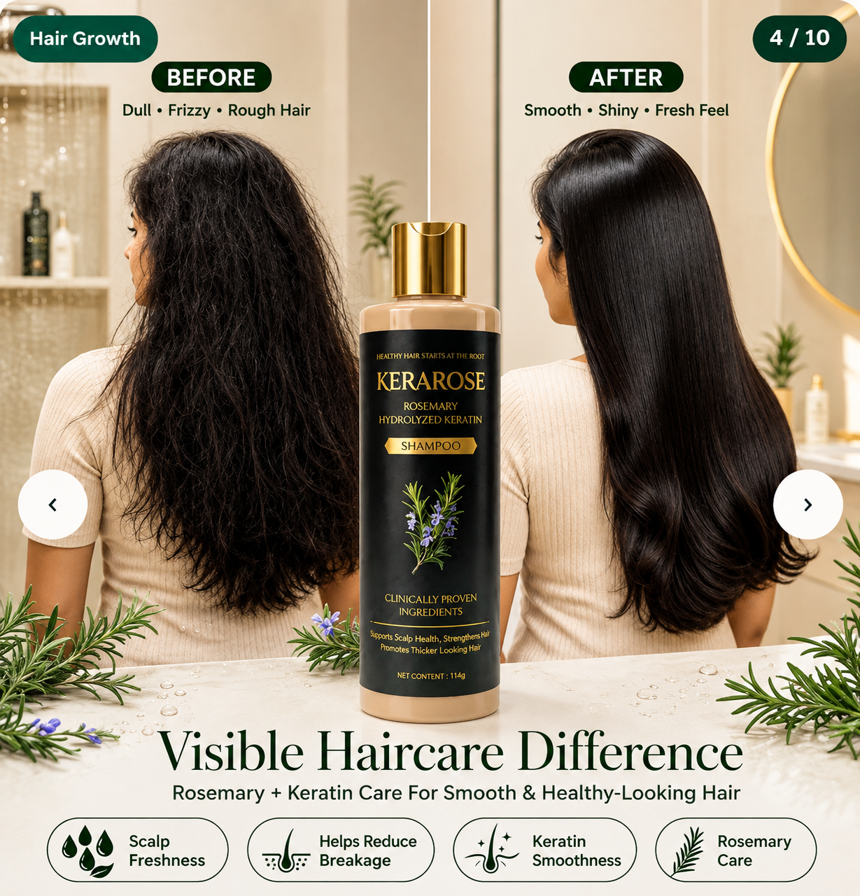 KOSBIA Kerarose Rosemary Shampoo for Hair Regrowth  - BUY 1 GET 1 Free
