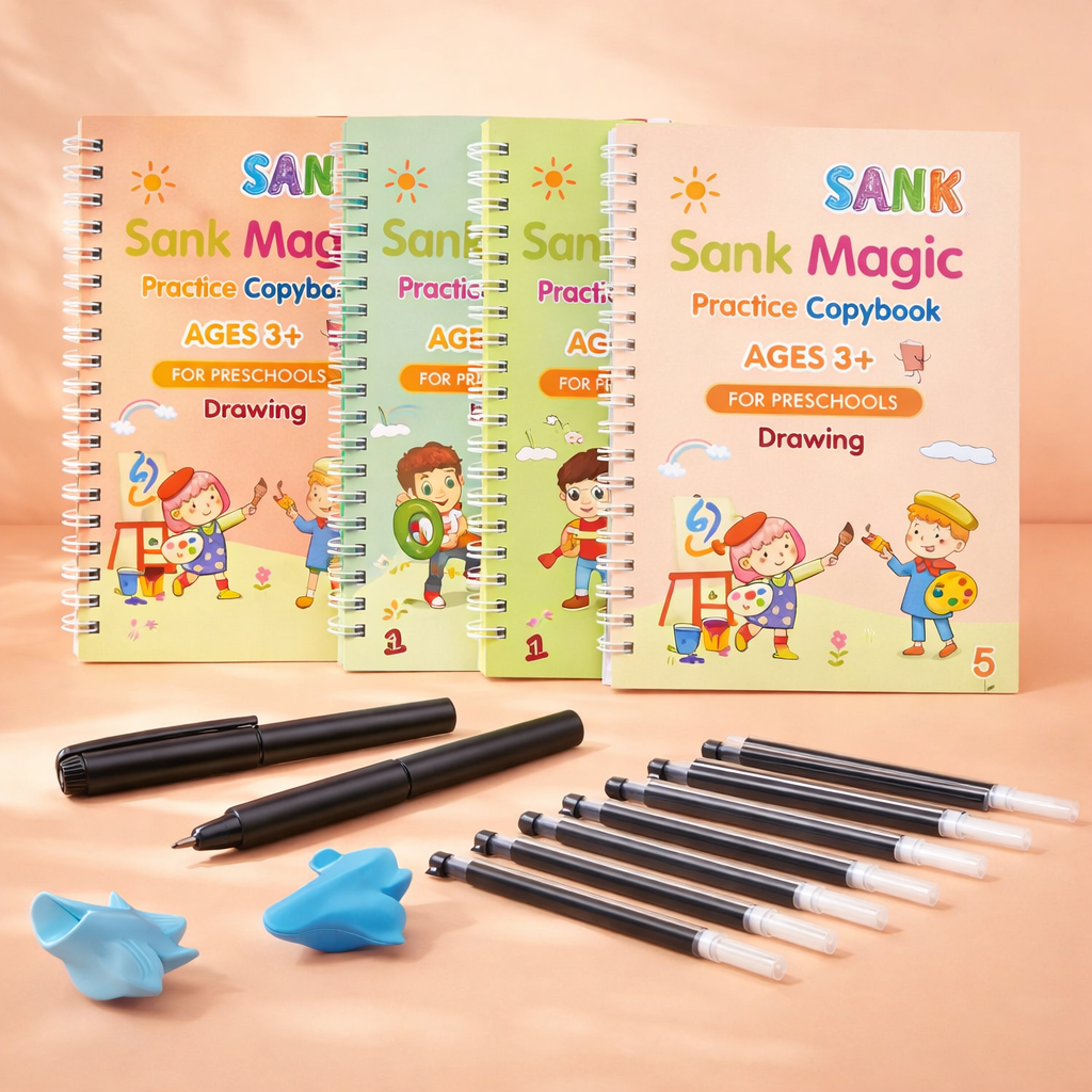 Sank Magic Practice Copybook(4 Book+10 Refill+1 Pen+1 Grip)
