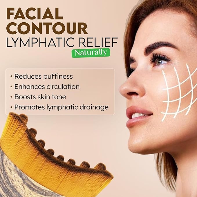 New Lymphatic Contour Face Brush, Contour Face Brush for Lymphatic Drainage, Ergonomically Designed to Fit The Skin Precisely