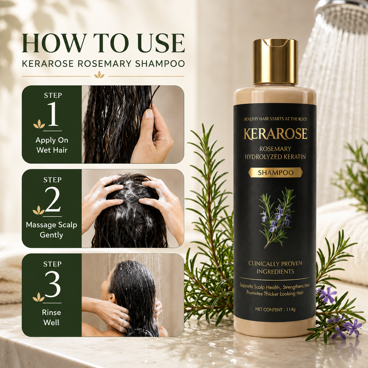 KOSBIA Kerarose Rosemary Shampoo for Hair Regrowth  - BUY 1 GET 1 Free