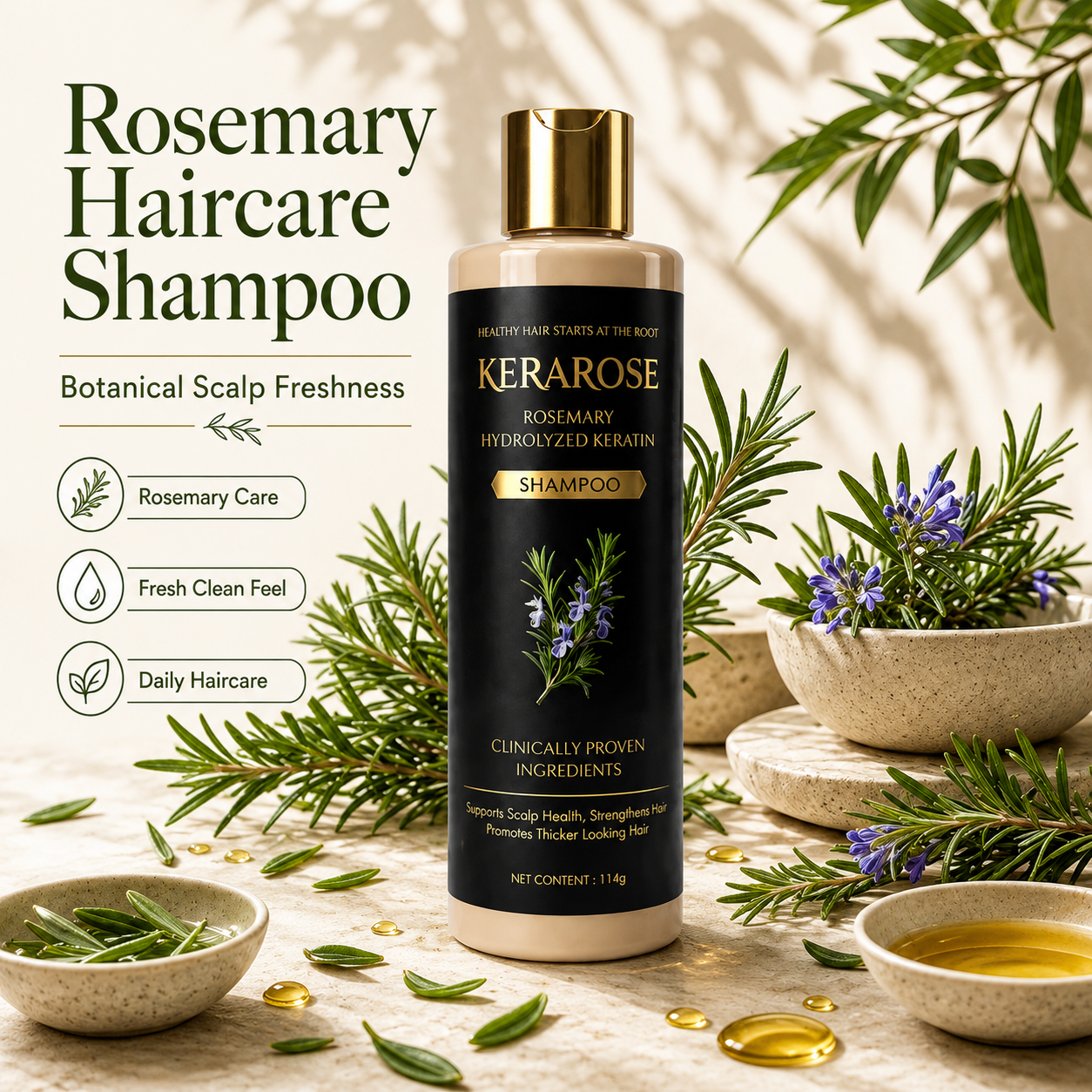 KOSBIA Kerarose Rosemary Shampoo for Hair Regrowth  - BUY 1 GET 1 Free