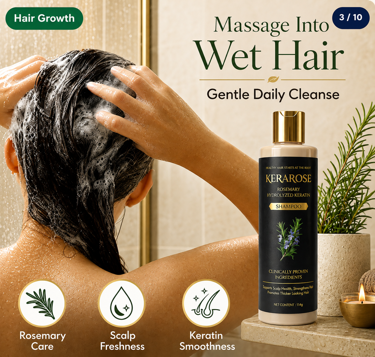 KOSBIA Kerarose Rosemary Shampoo for Hair Regrowth  - BUY 1 GET 1 Free