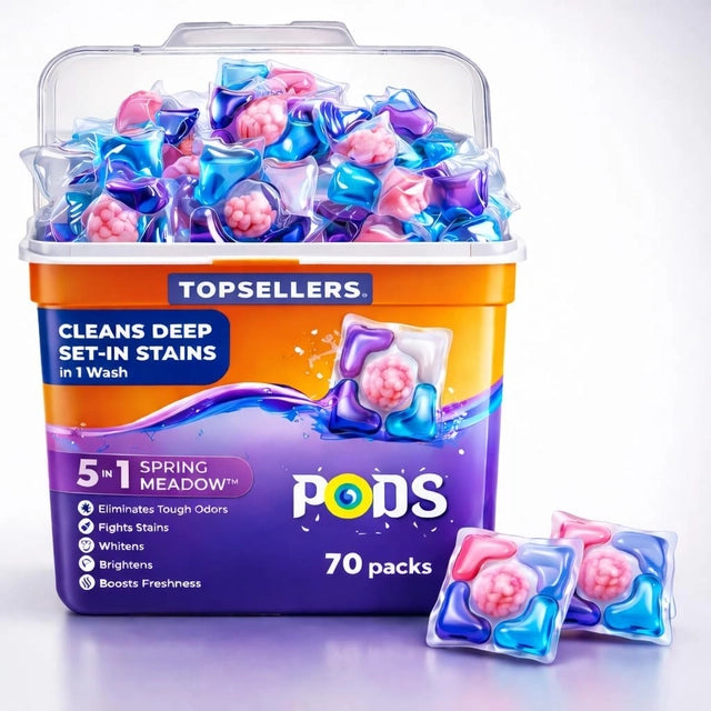 5-in-1 Dissolvable Magic Laundry Pods – No Mess, Deep Clean Wash - 60 Pieces