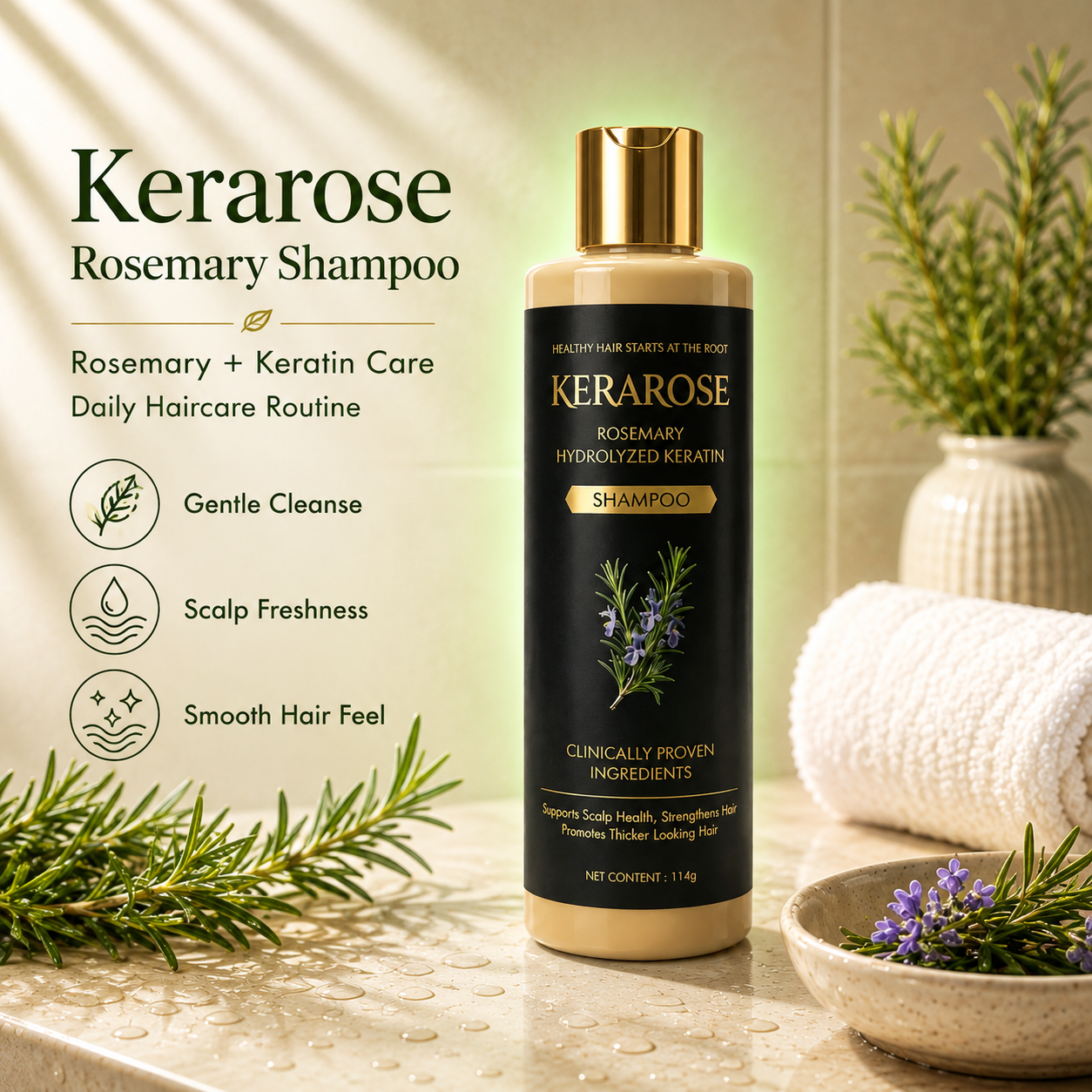 KOSBIA Kerarose Rosemary Shampoo for Hair Regrowth  - BUY 1 GET 1 Free
