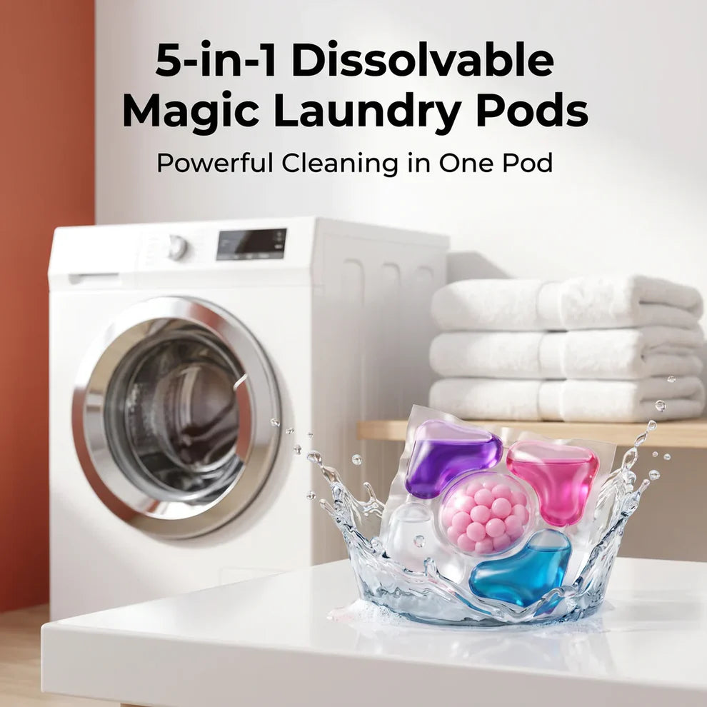 5-in-1 Dissolvable Magic Laundry Pods – No Mess, Deep Clean Wash - 60 Pieces