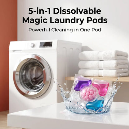 5-in-1 Dissolvable Magic Laundry Pods – No Mess, Deep Clean Wash - 60 Pieces