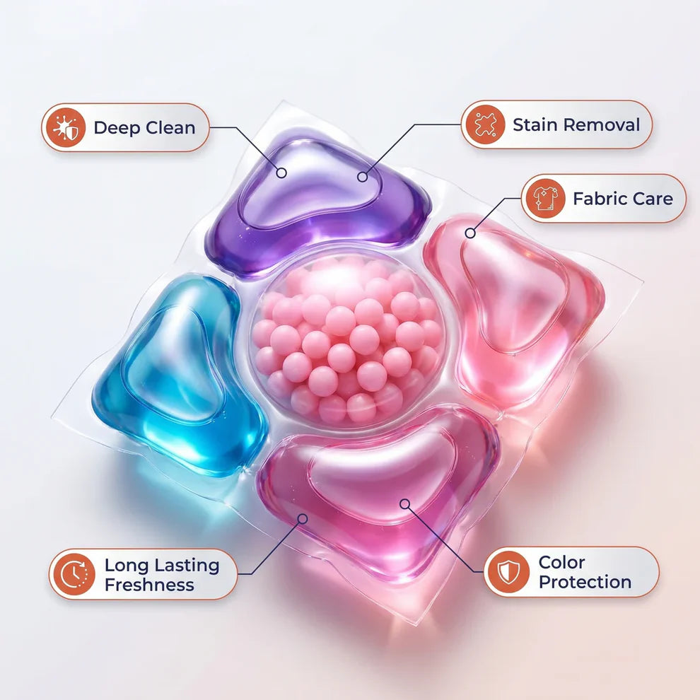 5-in-1 Dissolvable Magic Laundry Pods – No Mess, Deep Clean Wash - 60 Pieces