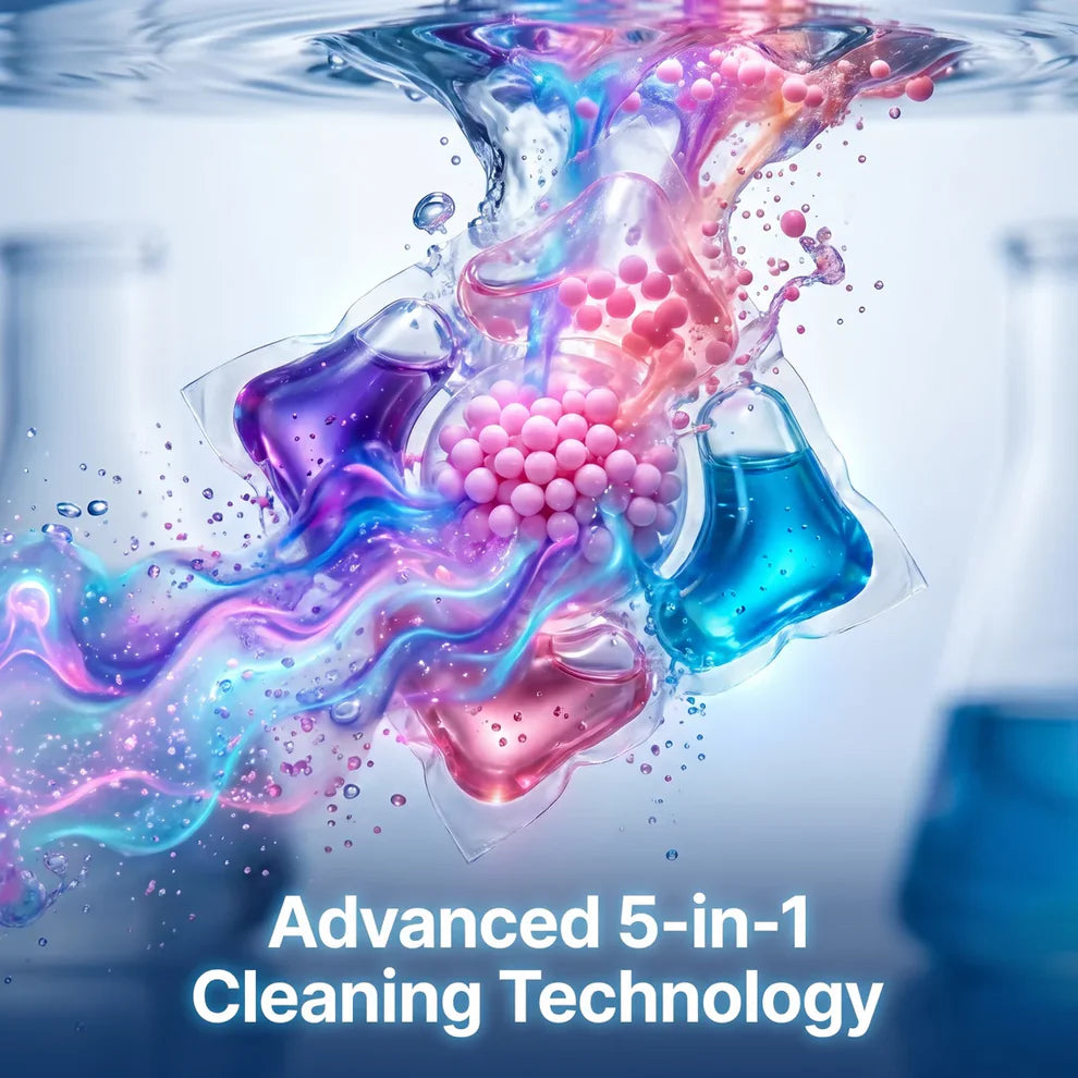 5-in-1 Dissolvable Magic Laundry Pods – No Mess, Deep Clean Wash - 60 Pieces